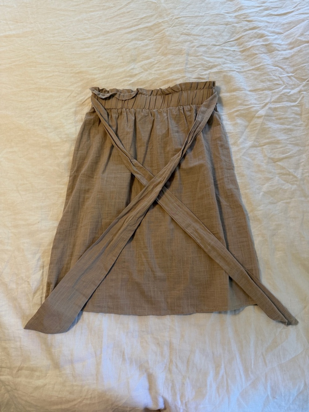 Women’s Paperbag Waist Tie Skirt - Taupe